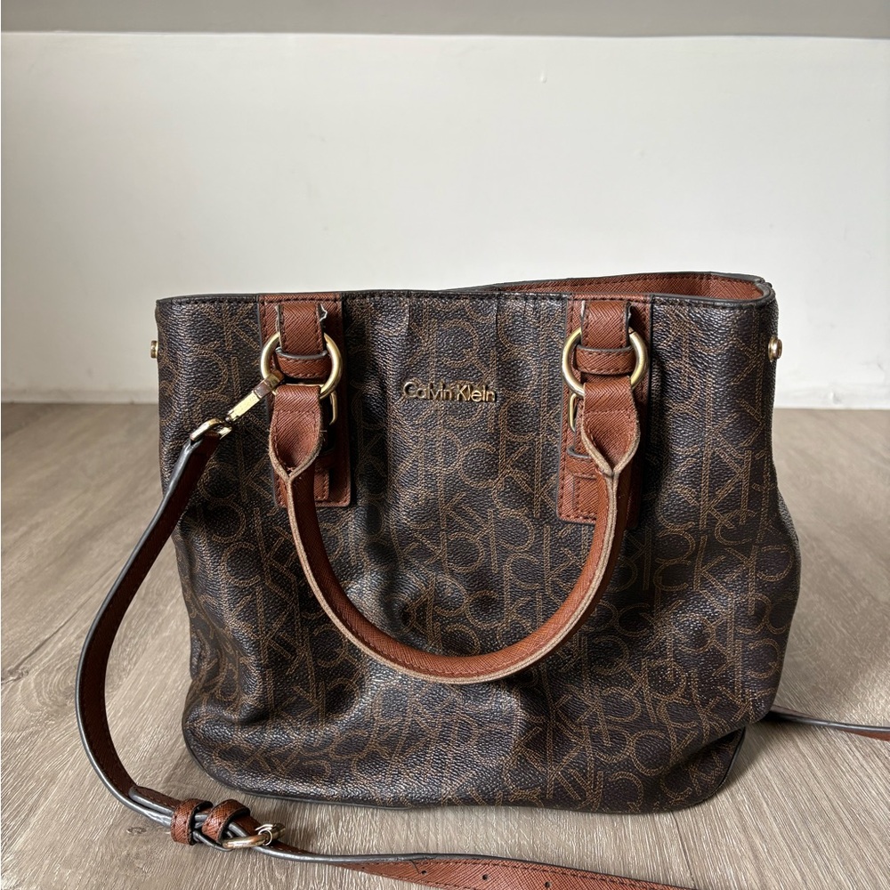 Calvin Klein Dark Brown Monogram Tote